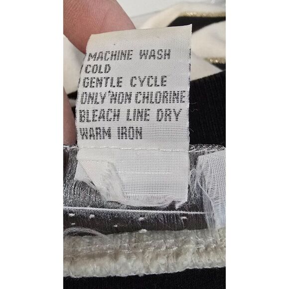 Striped Black & White Cardigan Sweater With Front Pockets Large Georgio Cotton - Picture 8 of 9